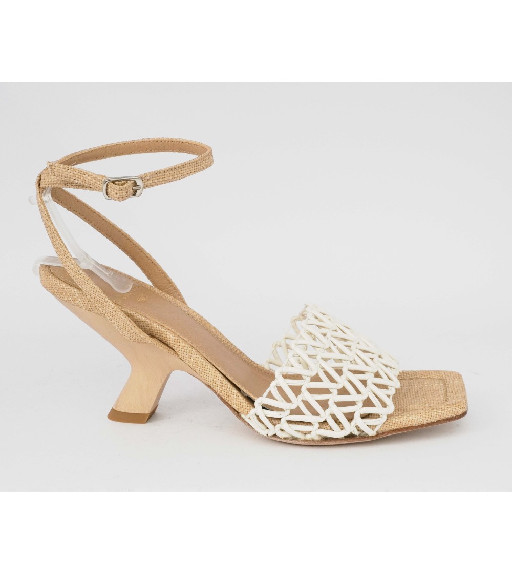 Chantal Sandalo Fascia Intrecciata Braccialetto Pelle Latte