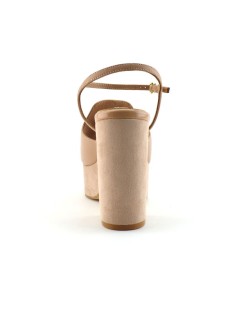 Luciano Barachini Sandalo Tacco Plateau Camoscio Fasciona Spilla Braccialetto Fibbia Nude