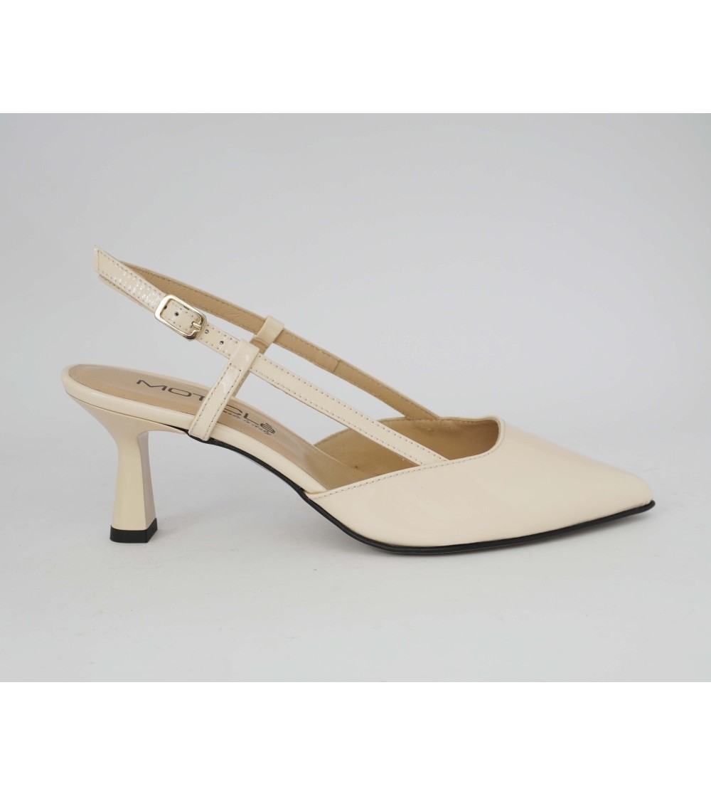 MOT-Clè Slingback Punta Tacco Medio Naplak Beige