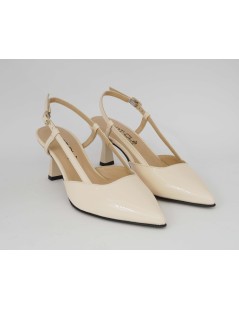 MOT-Clè Slingback Punta Tacco Medio Naplak Beige