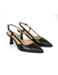 MOT-Clè Slingback Punta Tacco Medio Naplak Nero