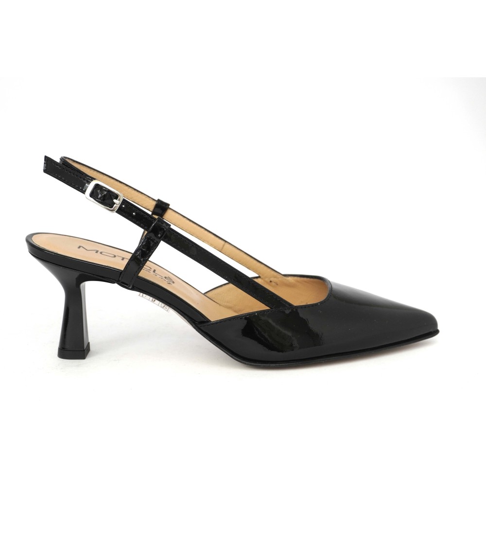 MOT-Clè Slingback Punta Tacco Medio Naplak Nero
