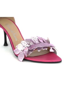 Emanuela Passeri Sandalo Spillo Tallone Laminato Fuxia