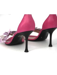 Emanuela Passeri Sandalo Spillo Tallone Laminato Fuxia