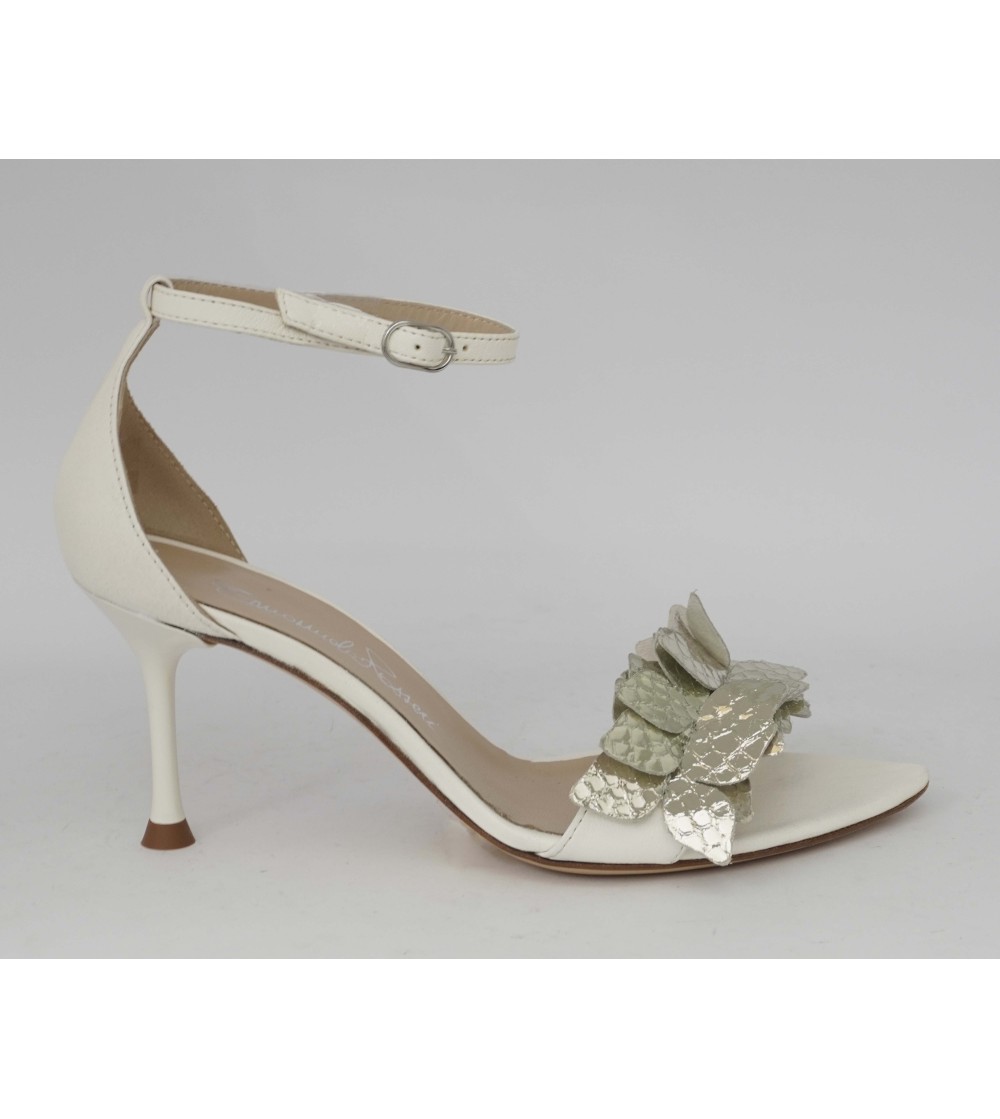 Emanuela Passeri Sandalo Spillo Tallone Laminato Platino