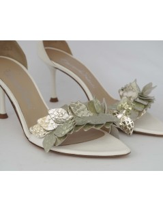 Emanuela Passeri Sandalo Spillo Tallone Laminato Platino