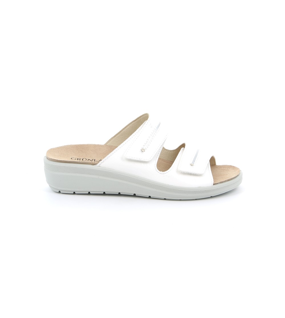 Grunland Ciabatta Media 2 Velcro Plantare Estraibile Vernice Bianco