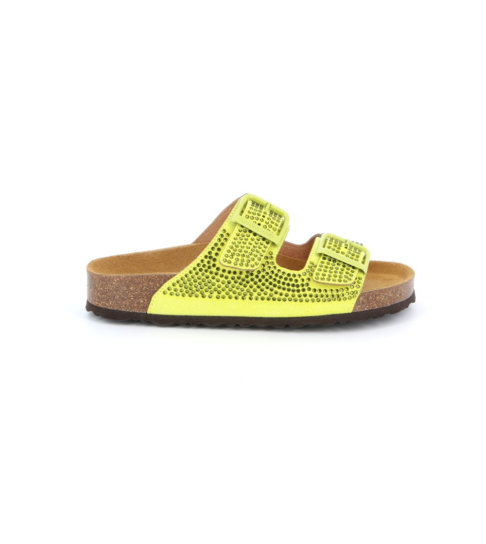 Grunland Ciabatta Biosoft Birk 2 Fibbie Strass Lime