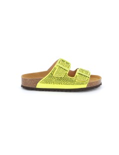 Grunland Ciabatta Biosoft Birk 2 Fibbie Strass Lime