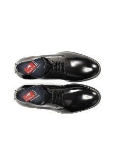 Fluchos Stringata Derby Spazzolata Logo Fondo Gomma Nero