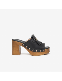 Nero Giardini Ciabatta Sabot Mule Tacco Frangia Nero