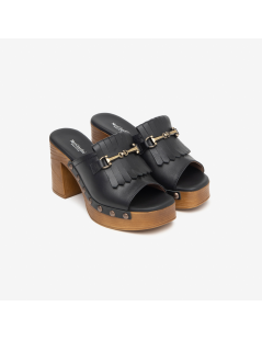 Nero Giardini Ciabatta Sabot Mule Tacco Frangia Nero