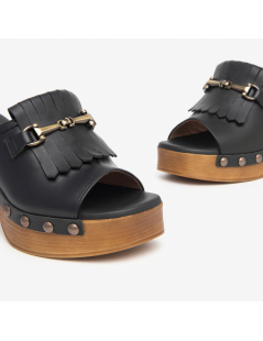 Nero Giardini Ciabatta Sabot Mule Tacco Frangia Nero