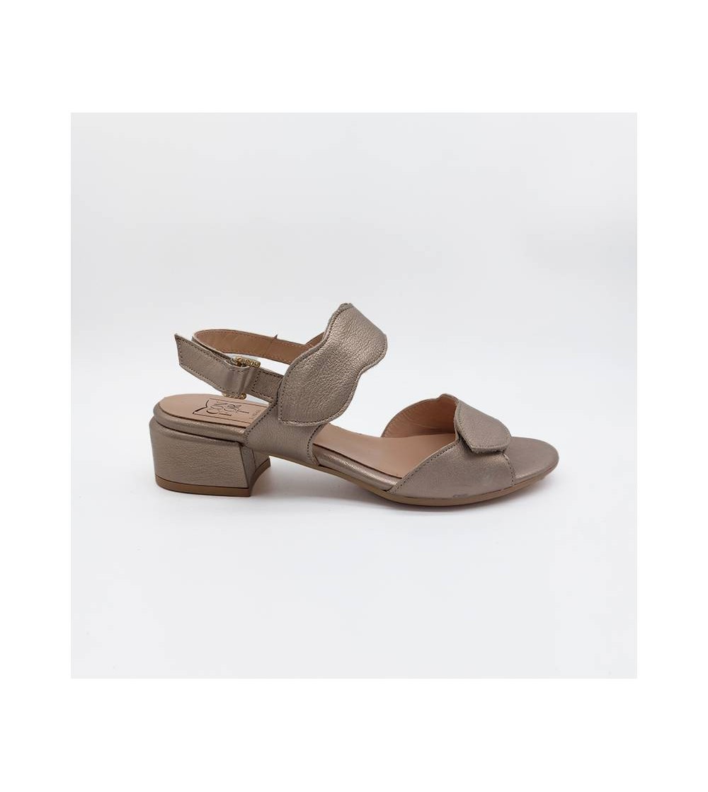 Confort Sandalo Comfort Triplo Velcro Laminato Champagne