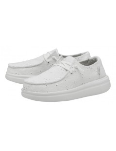 Hey Dude Donna Wendy Platform Alto Ricamo Fiori Tessuto Bianco