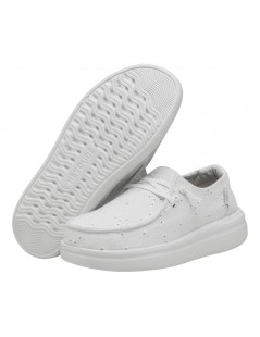 Hey Dude Donna Wendy Platform Alto Ricamo Fiori Tessuto Bianco