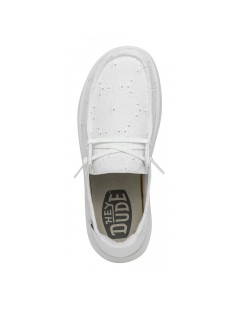 Hey Dude Donna Wendy Platform Alto Ricamo Fiori Tessuto Bianco