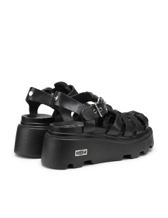 Cult NEW ROCK Sandalo Gabbietta Zeppa Fibbia Nero
