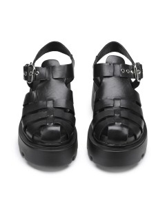 Cult NEW ROCK Sandalo Gabbietta Zeppa Fibbia Nero