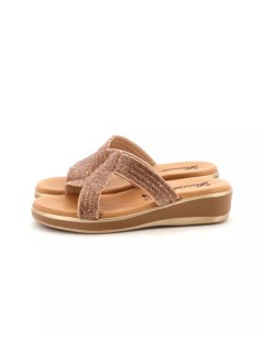 Susimoda Ciabatta Zeppa Media Fasce Strass in Tinta Rame