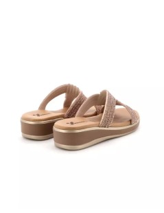 Susimoda Ciabatta Zeppa Media Fasce Strass in Tinta Rame