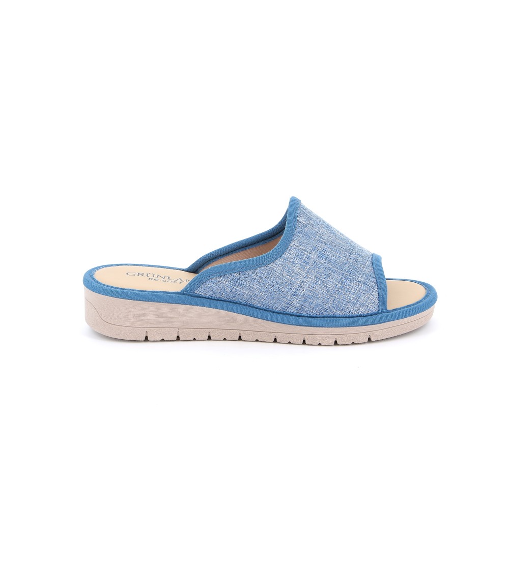 Grunland Ciabatta Monofascia Sottopiede Pelle Tessuto Jeans