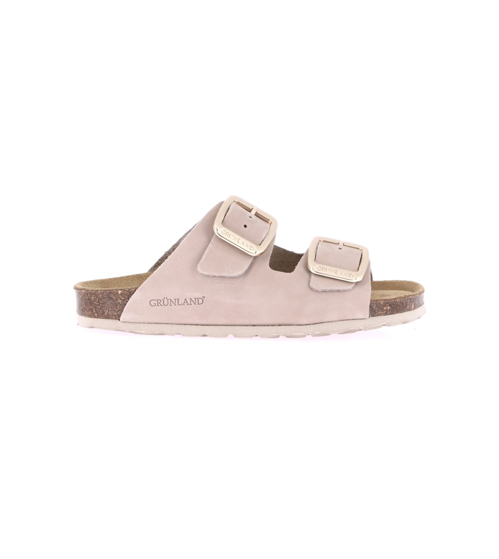 Grunland Ciabatta Donna Birk Arizona Fibbie Grandi Camoscio Beige