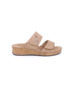 Grunland Ciabatta Comfort Vucita 2 Velcro Tutto Pelle Taupe