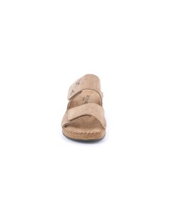 Grunland Ciabatta Comfort Vucita 2 Velcro Tutto Pelle Taupe