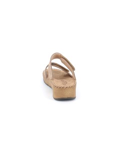 Grunland Ciabatta Comfort Vucita 2 Velcro Tutto Pelle Taupe