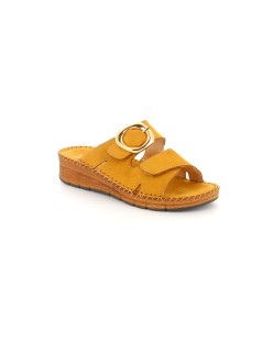 Grunland Ciabatta Cucita 2 Velcro Accessorio Nabuk Ocra