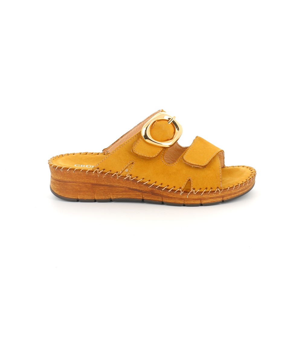 Grunland Ciabatta Cucita 2 Velcro Accessorio Nabuk Ocra