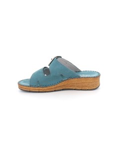 Grunland Ciabatta Cucita 2 Velcro Accessorio Nabuk Ottanio