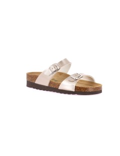 Grunland Ciabatta BioSoft Zeppa Alta 2 Fibbie Laminato Platino