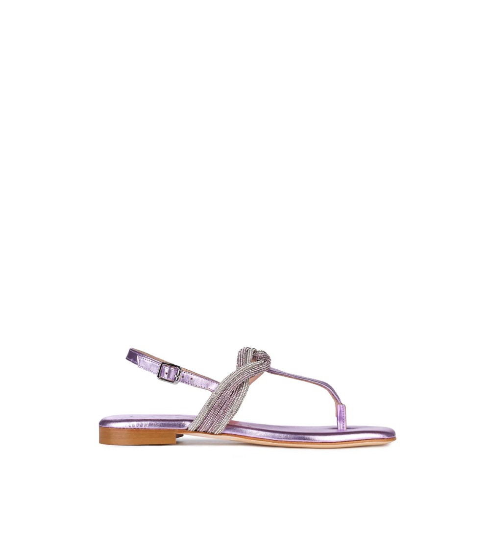 Pasquini Sandalo Infradito Gioiello Nodo Strass Bicolore Lilla