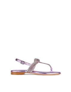 Pasquini Sandalo Infradito Gioiello Nodo Strass Bicolore Lilla