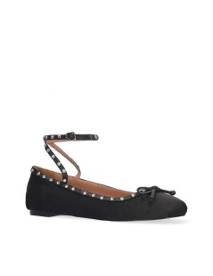 Bibi Lou Ballerina Flat Braccialetto Strass Raso Nero