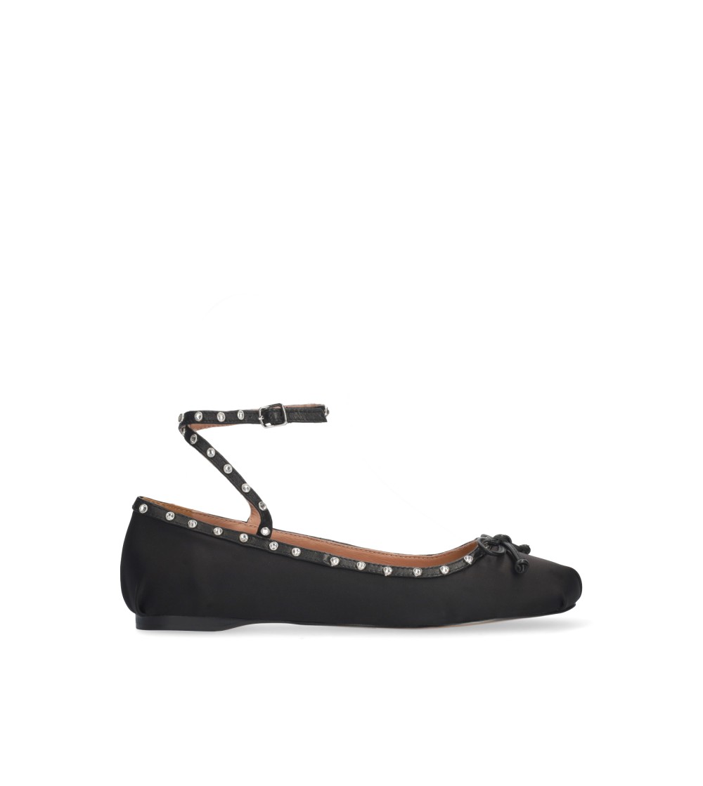 Bibi Lou Ballerina Flat Braccialetto Strass Raso Nero