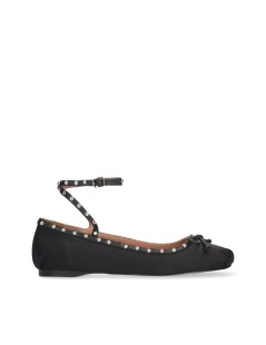 Bibi Lou Ballerina Flat Braccialetto Strass Raso Nero