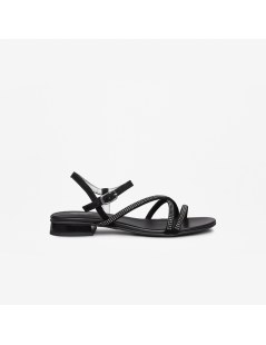 Nero Giardini Sandalo Tacco Basso Fascette Strass Nero
