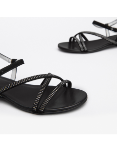 Nero Giardini Sandalo Tacco Basso Fascette Strass Nero