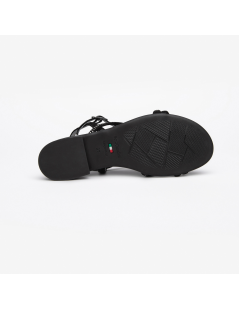 Nero Giardini Sandalo Tacco Basso Fascette Strass Nero