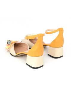 Hego's Decollette Punta Accessorio Fiore Tulle Strass Giallo Crema