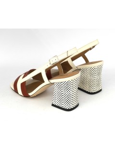 Gianmarco Sorelli Sandalo Alba Tacco Medio Fasce T Pelle Latte Rosso