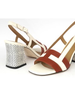 Gianmarco Sorelli Sandalo Alba Tacco Medio Fasce T Pelle Latte Rosso