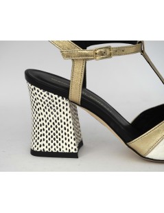 Gianmarco Sorelli Sandalo Alba Tacco T Bar Nappa Bianco Oro