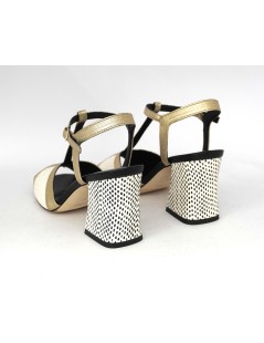 Gianmarco Sorelli Sandalo Alba Tacco T Bar Nappa Bianco Oro