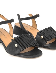 Gianmarco Sorelli Musa Sandalo Tacco Basso Fascia Ondulata Nero