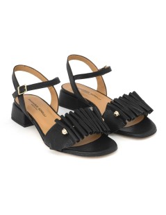 Gianmarco Sorelli Musa Sandalo Tacco Basso Fascia Ondulata Nero