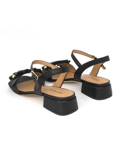 Gianmarco Sorelli Musa Sandalo Tacco Basso Fascia Ondulata Nero